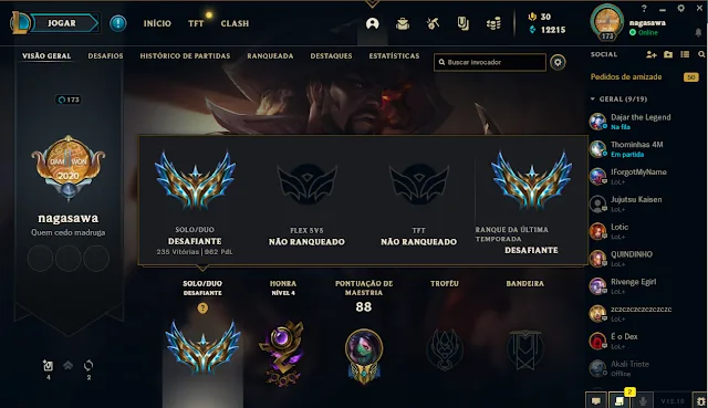 Perfil Desafiante cliente LoL