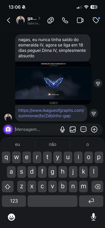 DM WhatsApp de aluno: do Esmeralda IV pro Diamante IV em 18 dias