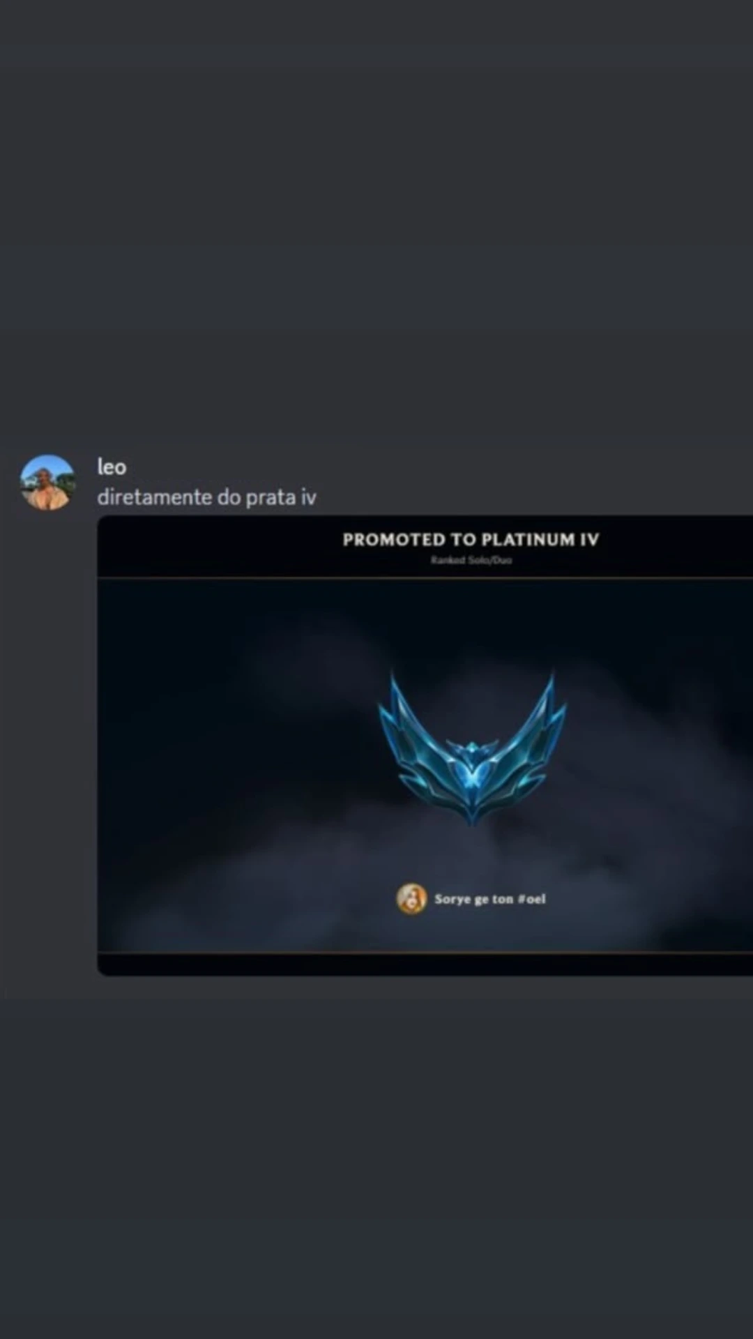 Print do aluno 'leo': direto do Prata IV pro Platina IV